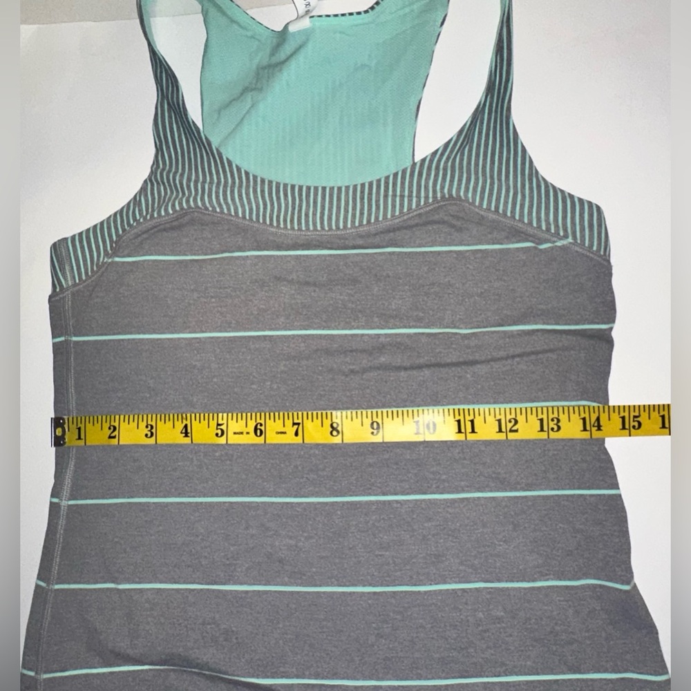 Lululemon Run Women’s First Base Tank Top Stripe Grey Mint Slate Stripe Size 6 - Picture 4 of 5